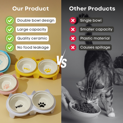 Elevated Ceramic Cat Bowl